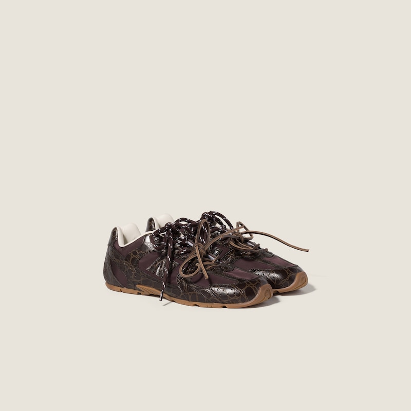 New Balance X Miu Miu 530 SL鱷魚紋壓紋皮革及科技面料運動鞋