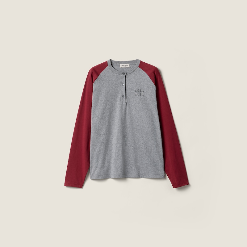 Cotton jersey Henley shirt