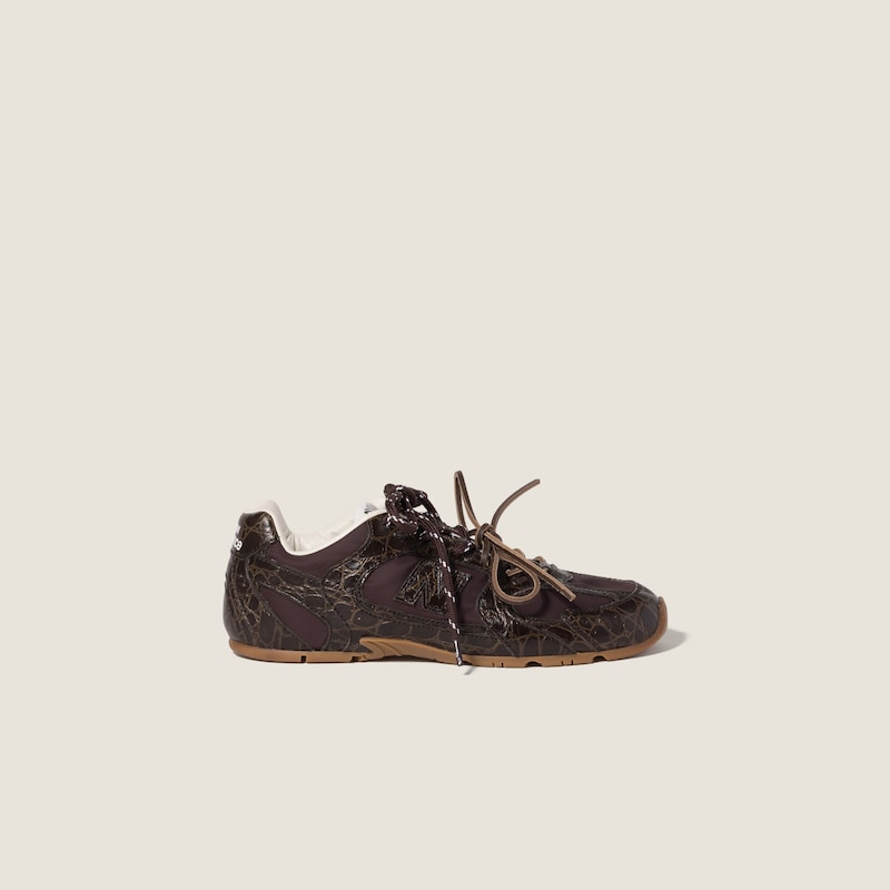 New Balance X Miu Miu 530 SL鱷魚紋壓紋皮革及科技面料運動鞋 細節